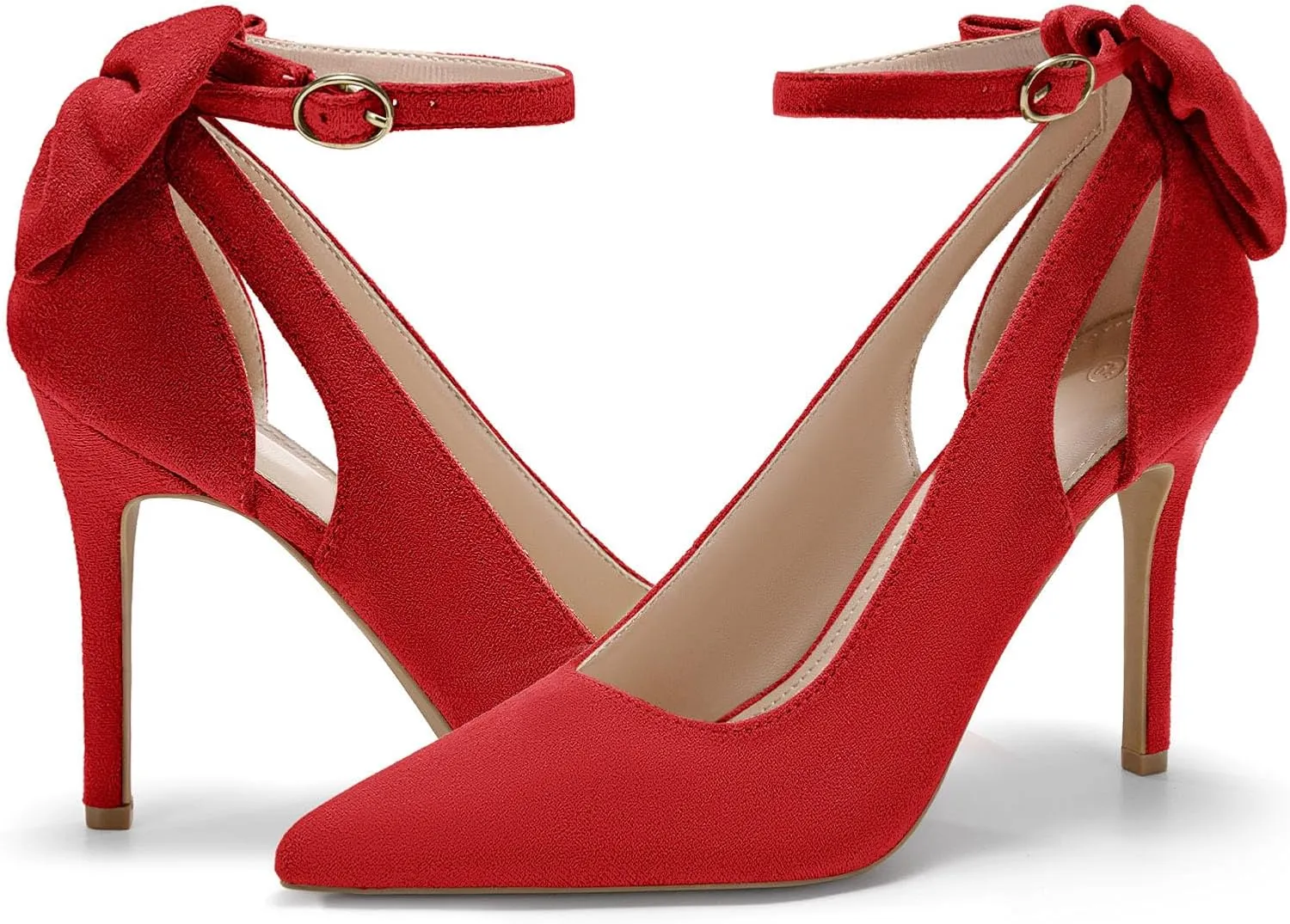 PiePieBuy Women's Pointed Toe High Heels Ankle Strap D'Orsay Pumps Shoes Bow Wedding Bowtie Back Dress Sandals