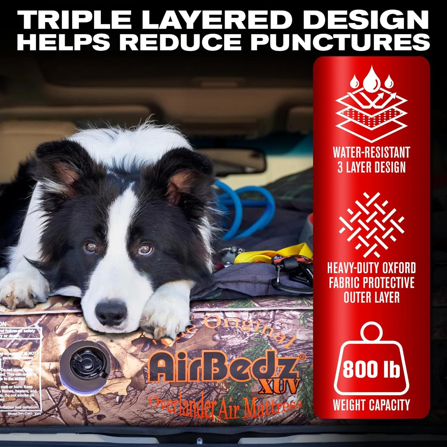 Pittman Outdoors - Airbedz Jeep Mattress - Low Odor Premium Jeep Air Mattress for Jeep Wrangler, Wagons, SUV Air Mattress & 4Runner Air Mattress with Rear Seats Down - 66"x52"x10" CAMO