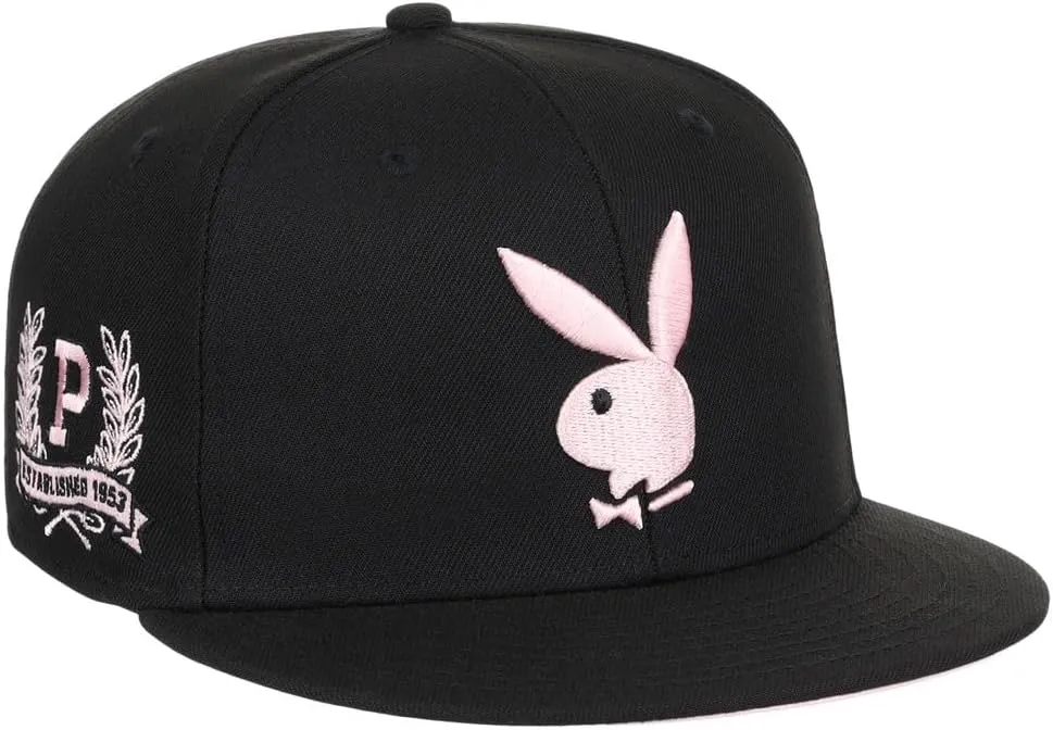 Playboy Pink & Black Fitted Flat Bill Hat