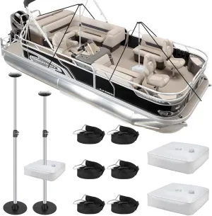 Pontoon Boat Cover Support Poles System 2 Pack, Adjustable Aluminum Support Poles with Weight Bag and Webbing Strap,Suitable for Pontoon Boat Cover, Jon Boat Cover, V Hull Boat Cover, Black