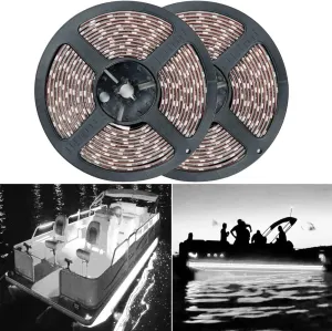 Pontoon Boat Light, Marine Led Light Strip for Duck Jon Bass Boat Sailboat Kayak Flex Lighting for Boat Deck Light Accent Light Courtesy Interior Lights Fishing Night, White, 12v