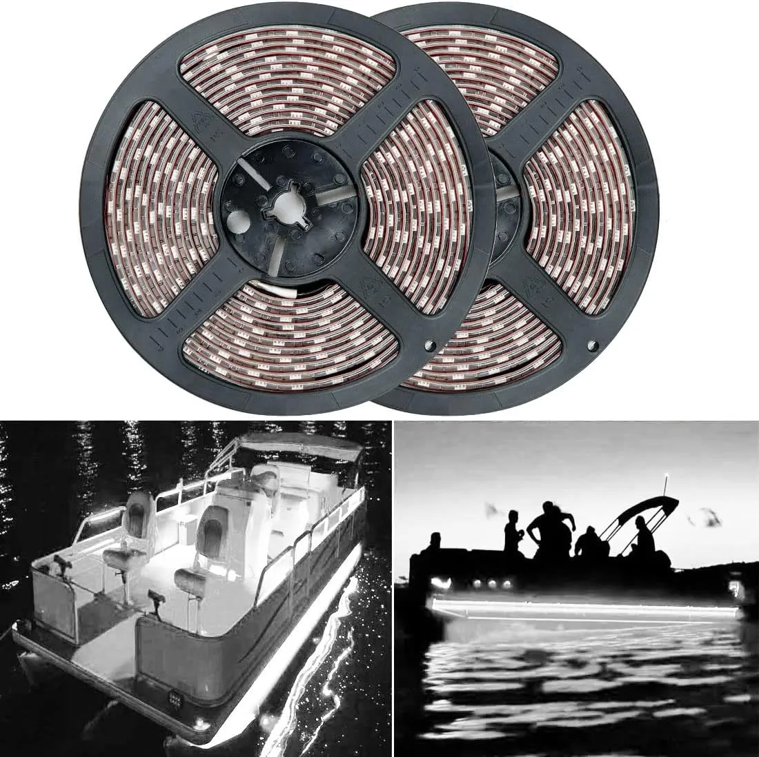 Pontoon Boat Light, Marine Led Light Strip for Duck Jon Bass Boat Sailboat Kayak Flex Lighting for Boat Deck Light Accent Light Courtesy Interior Lights Fishing Night, White, 12v