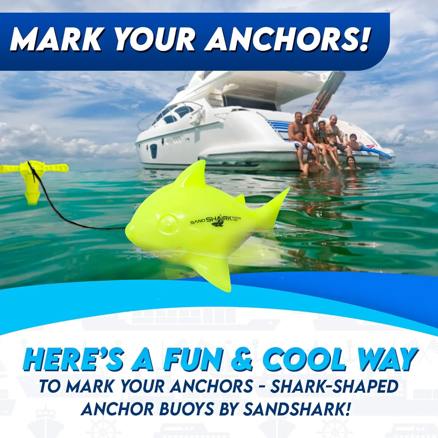 Premium Floating Anchor Marker Buoy by SandShark. High Visibility Markers for Anchors at The Beach, Lake, Shallow Water, Sandbar, Find Your Anchor, Prevent Accidental Hitting or Stepping on Anchors