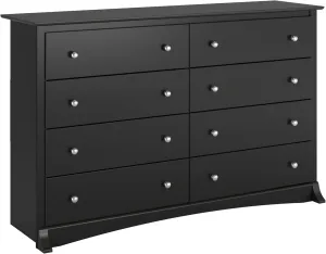 Prepac Sonoma 8 Drawer Double Dresser for Bedroom, Wide Chest of Drawers, Bedroom Furniture, Clothes Storage and Organizer, 17.25" D x 59" W x 37" H, Black, BDC-6338