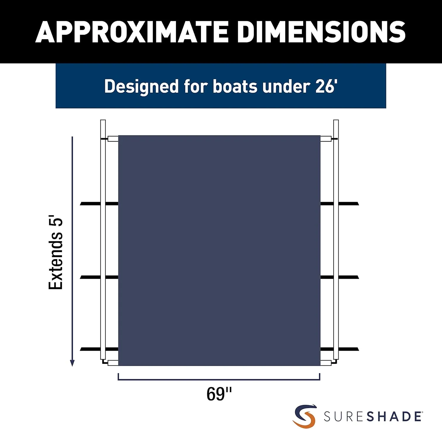 PTX Power Shade - Easy Installation on T-Top or Hardtop Boats - 600D Marine Canvas, Stainless Steel Frame - 12V DC Motors - Anti-Racking and Auto Shut-Off