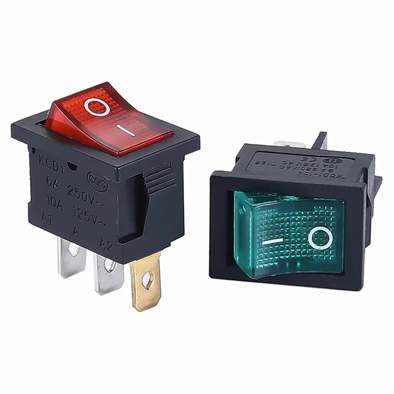 PURYN 5Pcs KCD1 Boat Car Rocker Switch 6A/10A 250V/125V AC ON-Off on-Off-on 250VAC 6A 125VAC 10A with Led Light 220V(3PIN 3End Black)