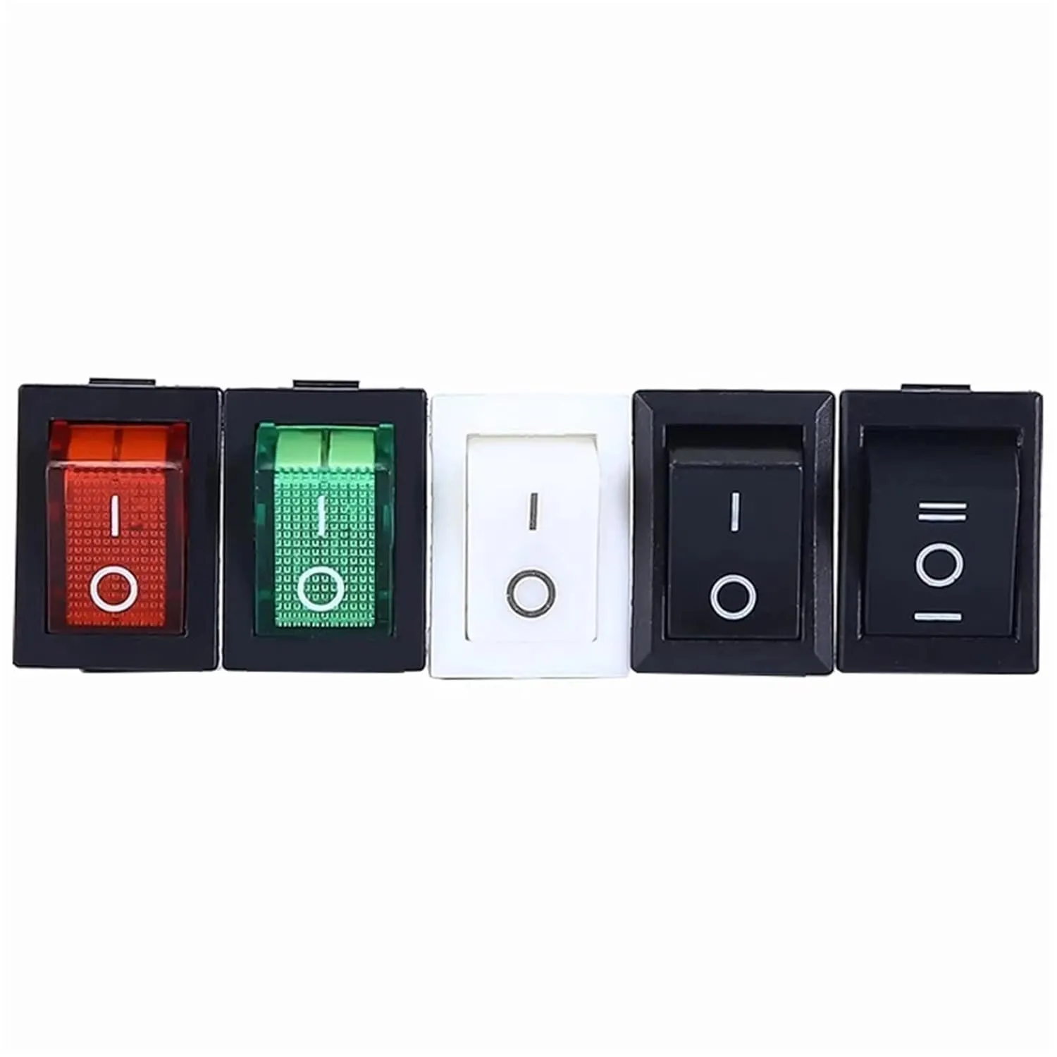 PURYN 5Pcs KCD1 Boat Car Rocker Switch 6A/10A 250V/125V AC ON-Off on-Off-on 250VAC 6A 125VAC 10A with Led Light 220V(3PIN 3End Black)
