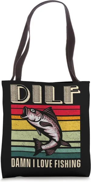 Retro Love Fishing Rod Vintage Fish Fisherman Fishery Boat Tote Bag