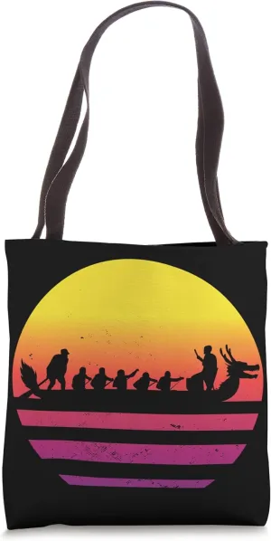 Retro Sunset Vintage Dragon Boat Tote Bag
