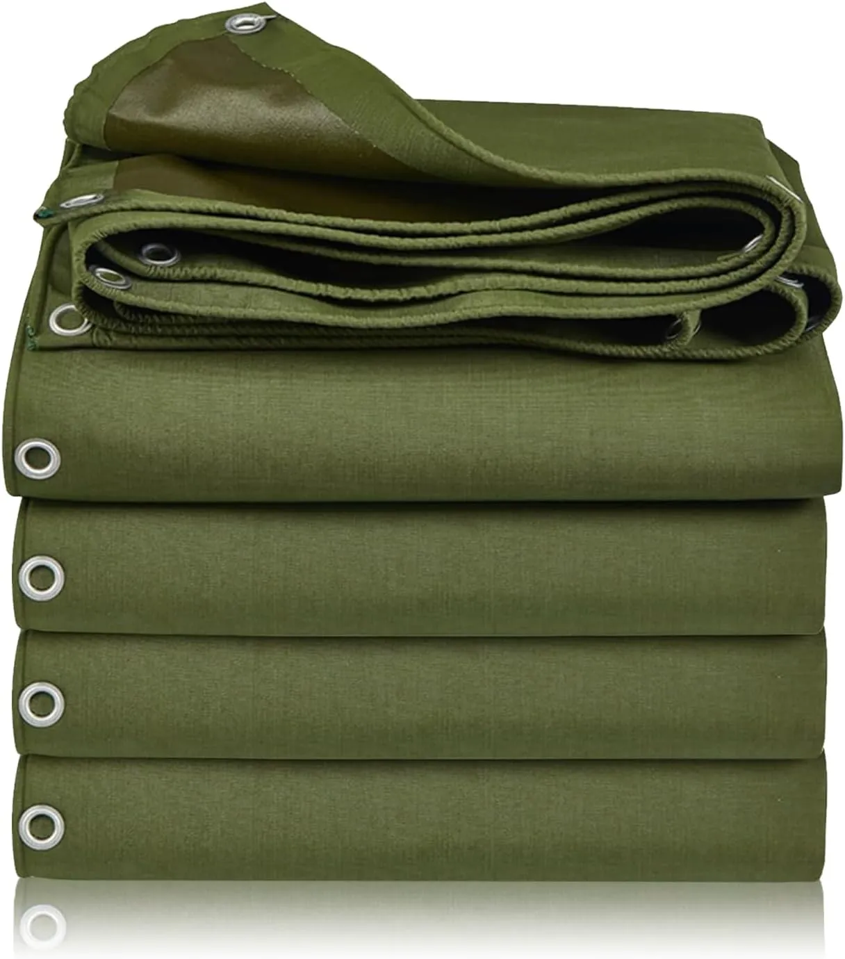 Rocutus Canvas Tarp, Heavy Duty Waterproof & UV Resistant Green Canvas Tarps, Eco-Friendly Silicone Coated, Reinforced Edges & Grommets for Pool, Boat, Outdoor Use (16.4 x 19.7 ft)