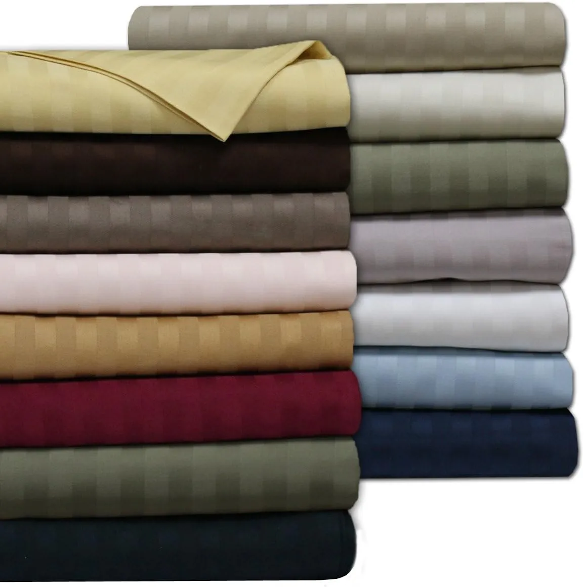 Royal Tradition Damask Striped 600-Thread-Count, 100-Percent Cotton Twin Extra Long XL 3PC Bed Sheets Set, Black