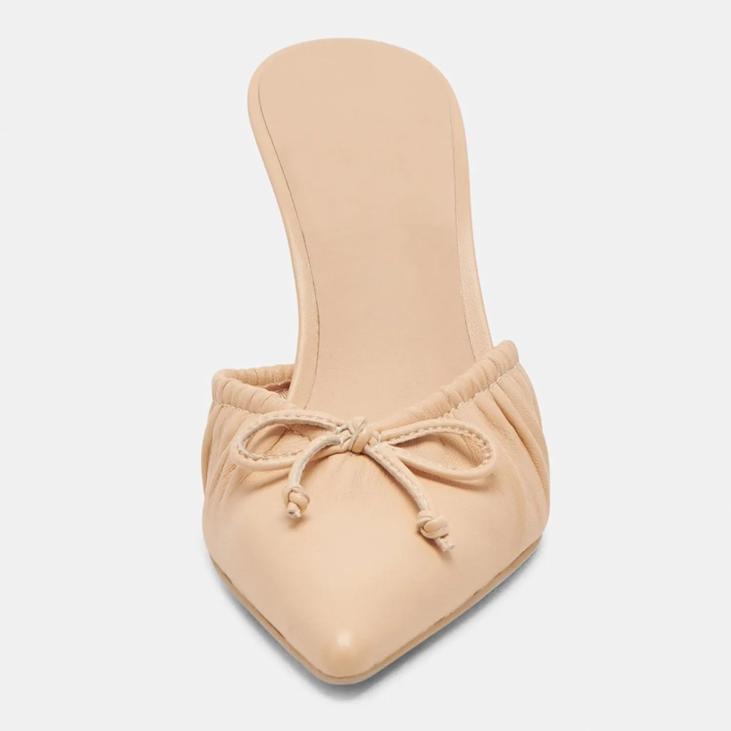 Ruched Kitten Heels for Women with Bows Comfortable Pointed Toe Mule Dressy Heels Sexy Slip on Stiletto Heels Pumps.