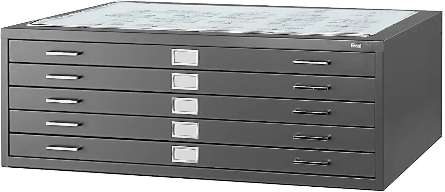 Safco Products Flat File for 48" W x 36" D Documents, 5-Drawer (Additional Options Sold Separately), Black