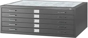 Safco Products Flat File for 48" W x 36" D Documents, 5-Drawer (Additional Options Sold Separately), Black