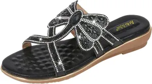 Sandals Sole Rhinestone Animal Soft Shoes Round Toe Fashion Women's Wedge Women's sandals Fashion Back Strap Sandals