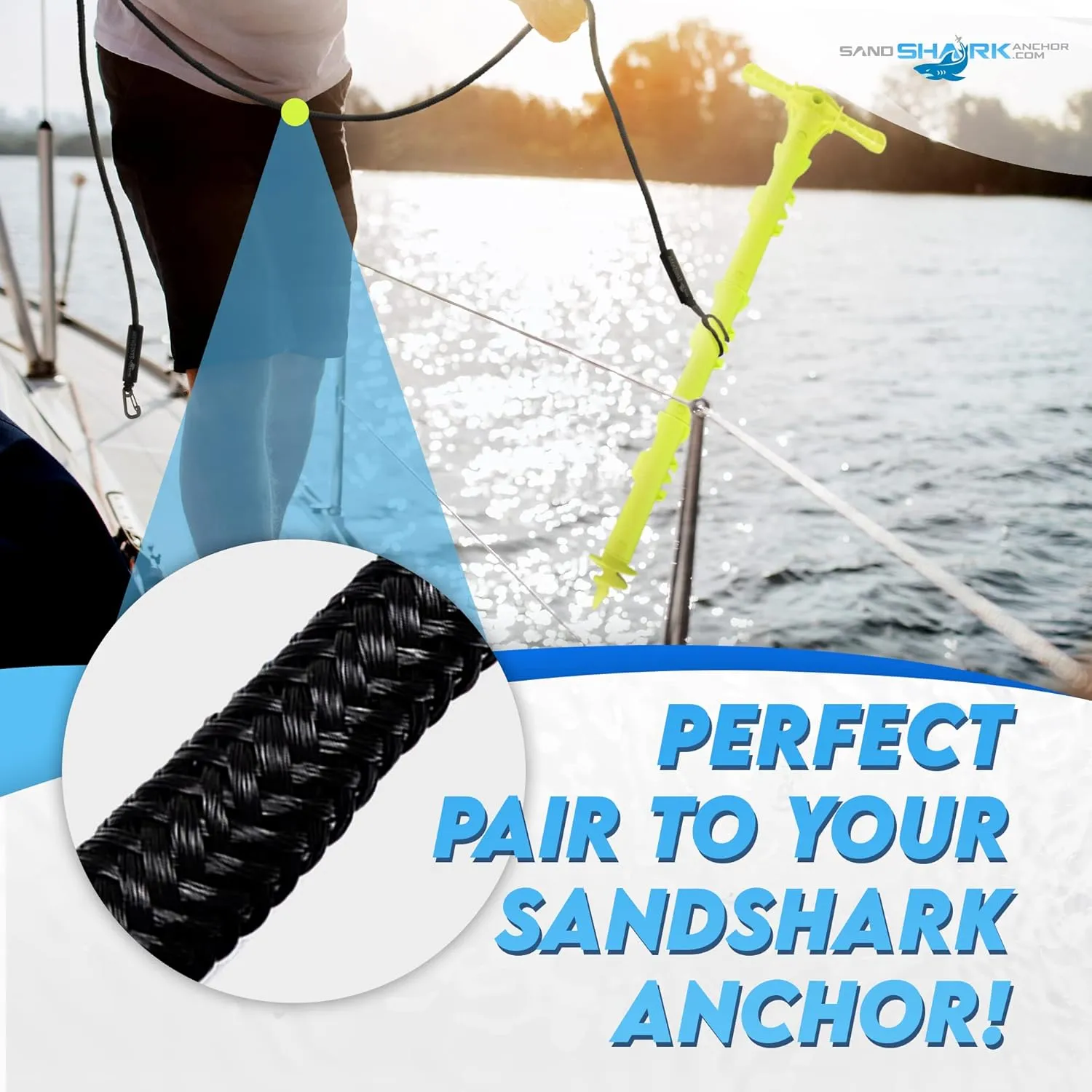SandShark Premium Anchor Bungee Dock Line. Boat Accessories Anchor Line Absorbs Shock to Anchors and Docks w/Stainless Steel Clip - Black - 7-14ft