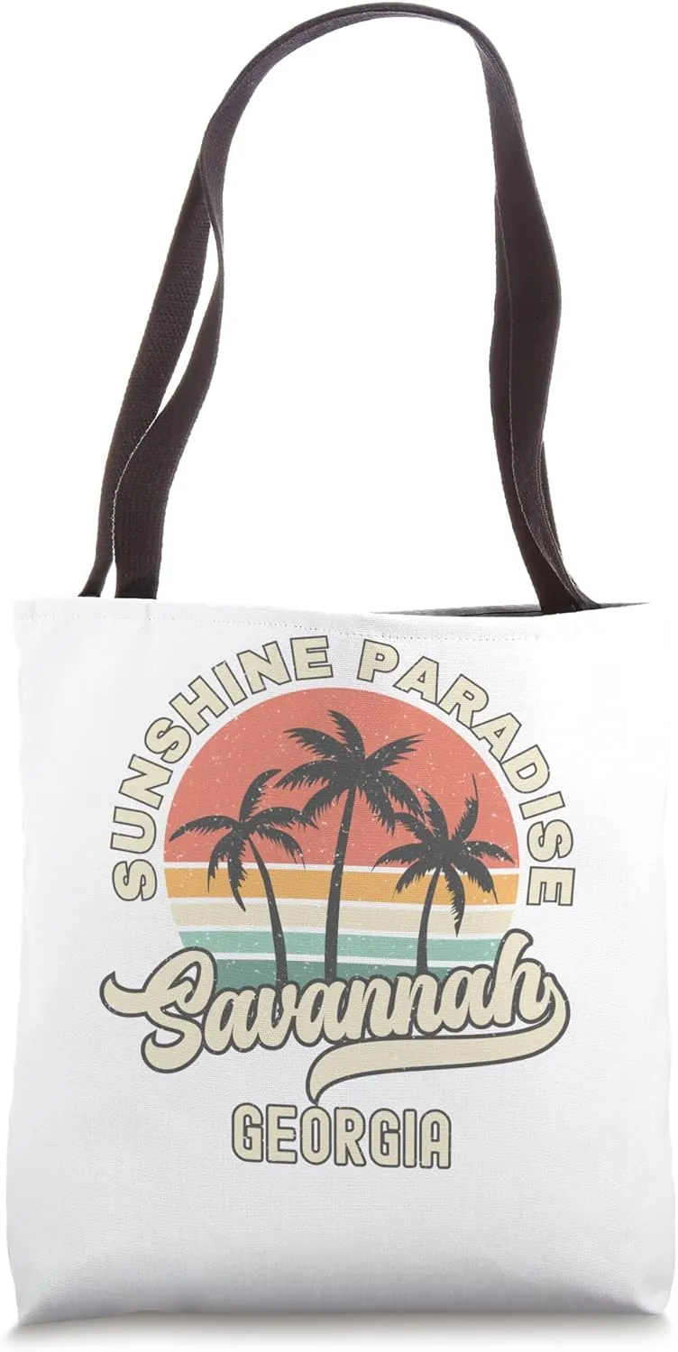 Savannah Georgia Retro Palm Tree Travel Souvenir Tote Bag
