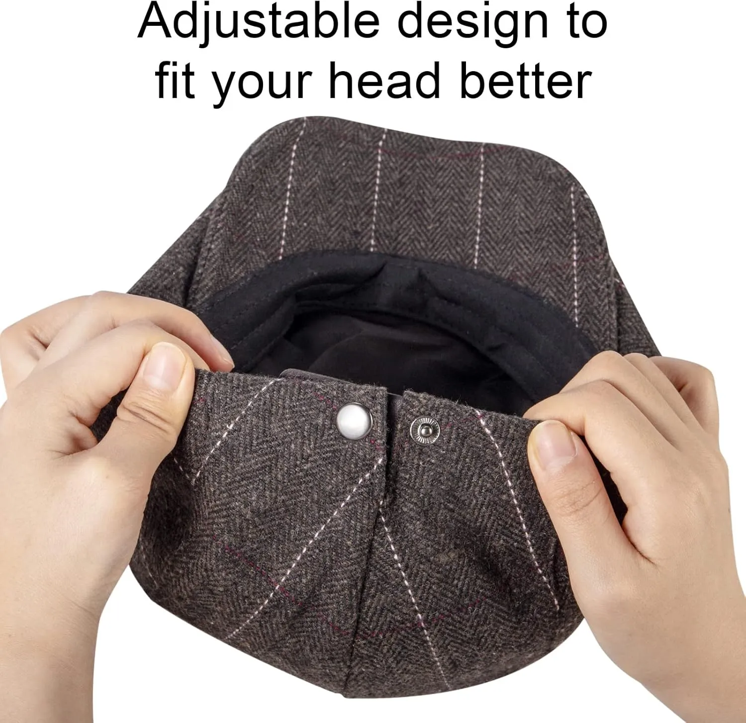Senker Fashion 2 Pack Newsboy Cap for Men Adjustable Herringbone Tweed Wool Hats Blend Flat Cap Ivy Cabbie Driving Hat