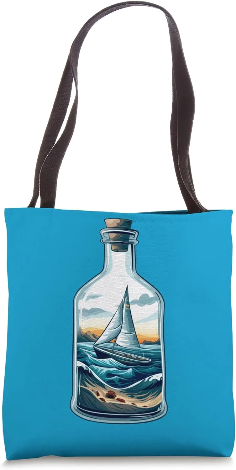 Ship In A Bottle - Boat In A Bottle - Impossible Bottle Tote Bag
