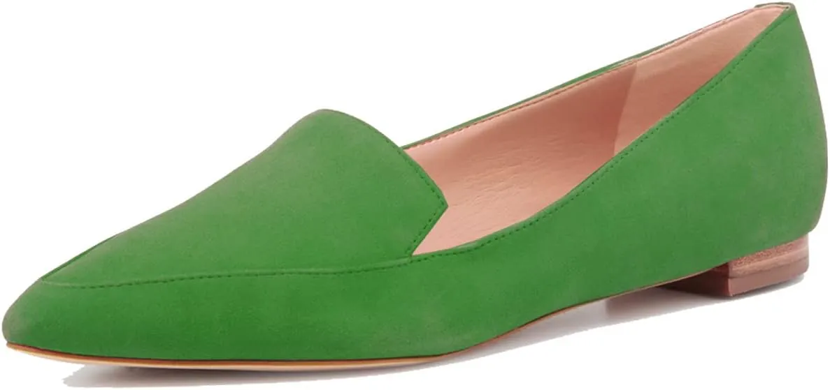 SHODENSE Women Pointed Toe Flat Loafers Slip On Suede Loafer Flats Closed Toe Flat Heel Penny Loafer Comfortable Moccasins Casual Driving Walking Loafers Shoes Ladies Girls Daily Club Church 4-11 M US