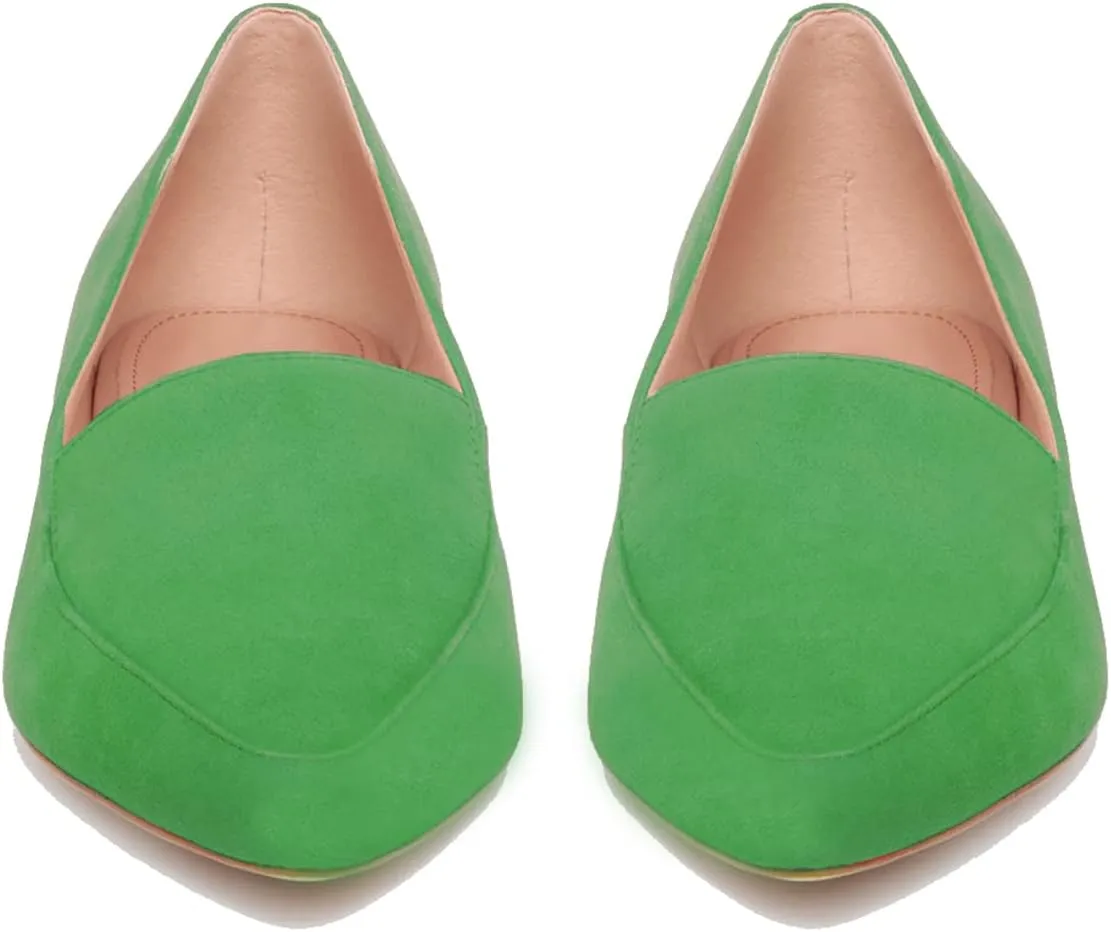 SHODENSE Women Pointed Toe Flat Loafers Slip On Suede Loafer Flats Closed Toe Flat Heel Penny Loafer Comfortable Moccasins Casual Driving Walking Loafers Shoes Ladies Girls Daily Club Church 4-11 M US