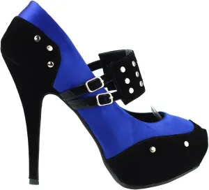 SHOW STORY Two Tone Metal Stud Buckle High Heel Stiletto Platform Pumps,LF30438