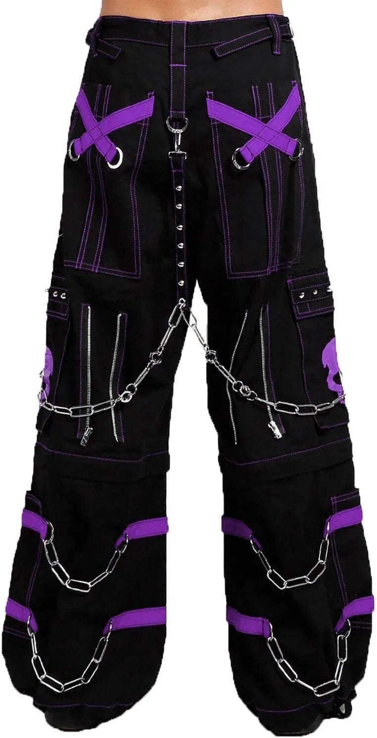 Skull Bondage Pants [Black/Purple] Gothic Emo Punk