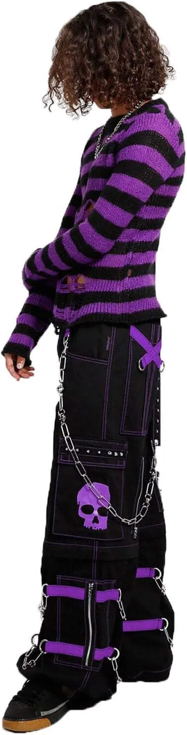 Skull Bondage Pants [Black/Purple] Gothic Emo Punk
