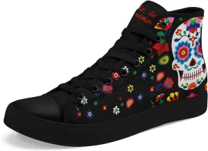 Skull Fashion High-Top Canvas Sneakers for Men Women Casual Tennis Shoes Classic Lace Up Walking Shoes