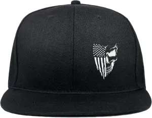 Skull Hat Snapback Hats for Men Boys Skeleton Cap Black Flat Bill Brim Trucker Snap Backpack Hat