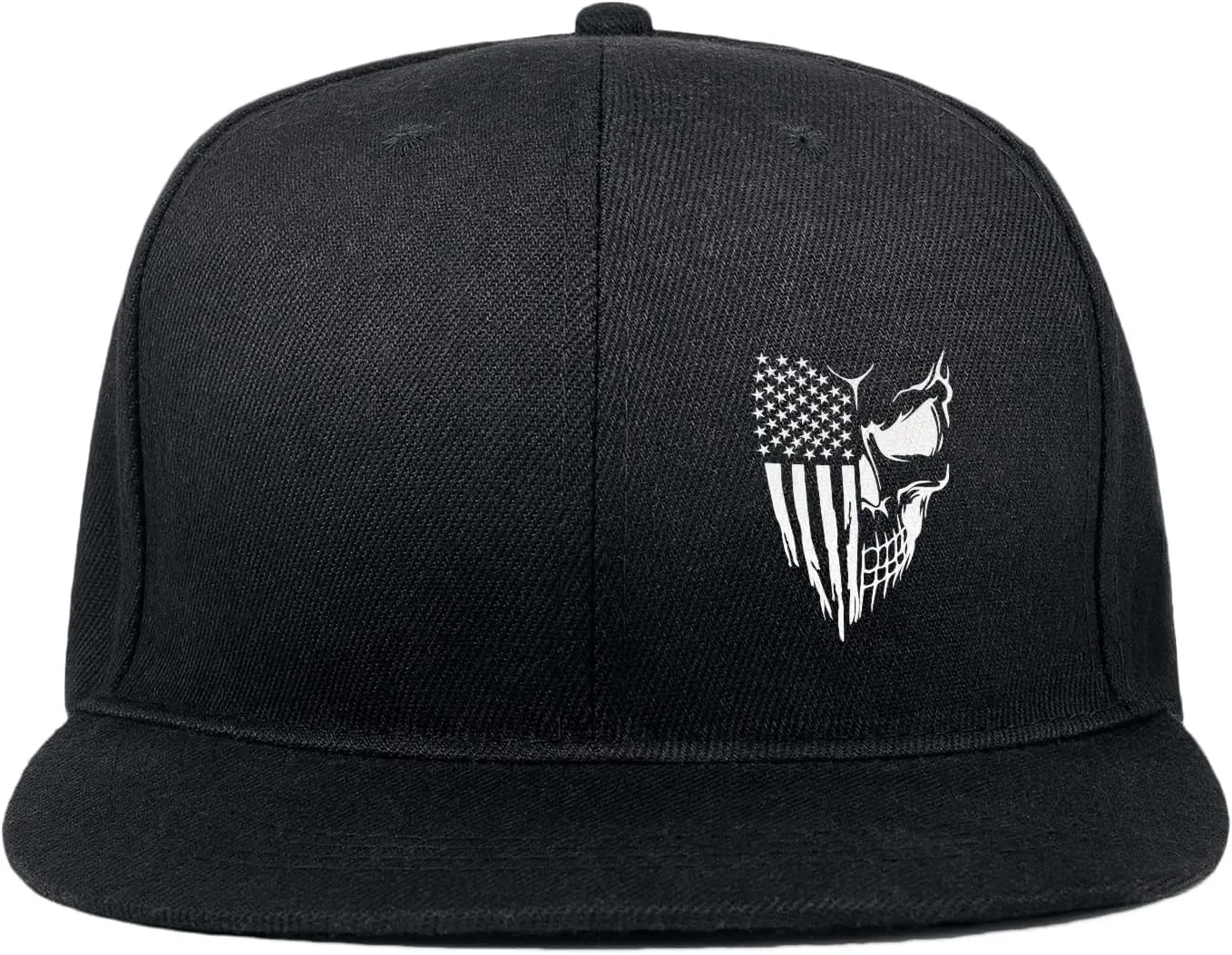 Skull Hat Snapback Hats for Men Boys Skeleton Cap Black Flat Bill Brim Trucker Snap Backpack Hat