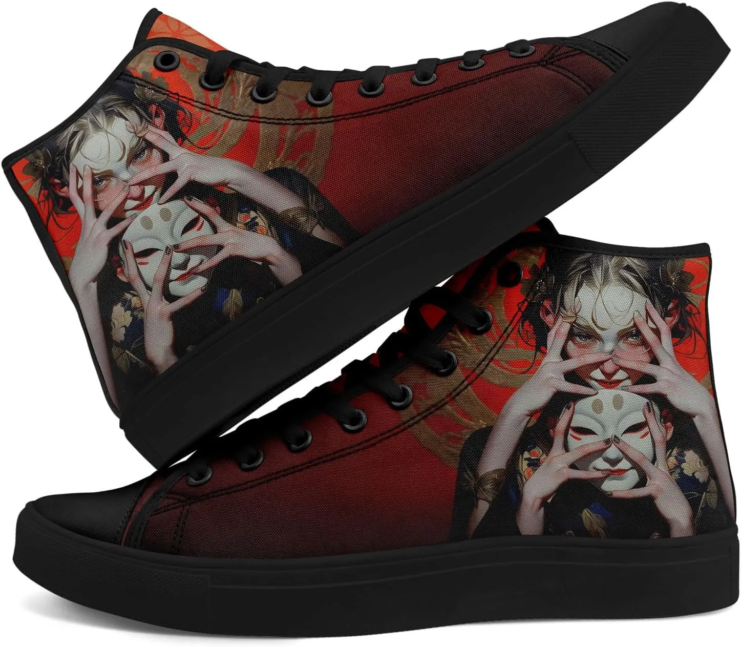 Skull High Top Canvas Sneakers Fashion Punk Rock Joker Print Shoes Casual Walking Shoes Streetwear
