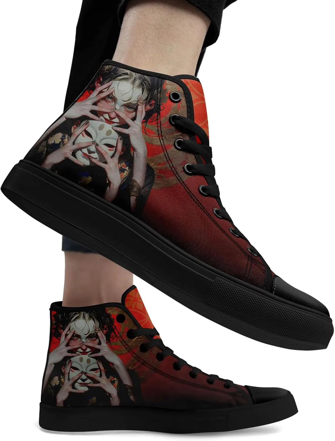 Skull High Top Canvas Sneakers Fashion Punk Rock Joker Print Shoes Casual Walking Shoes Streetwear