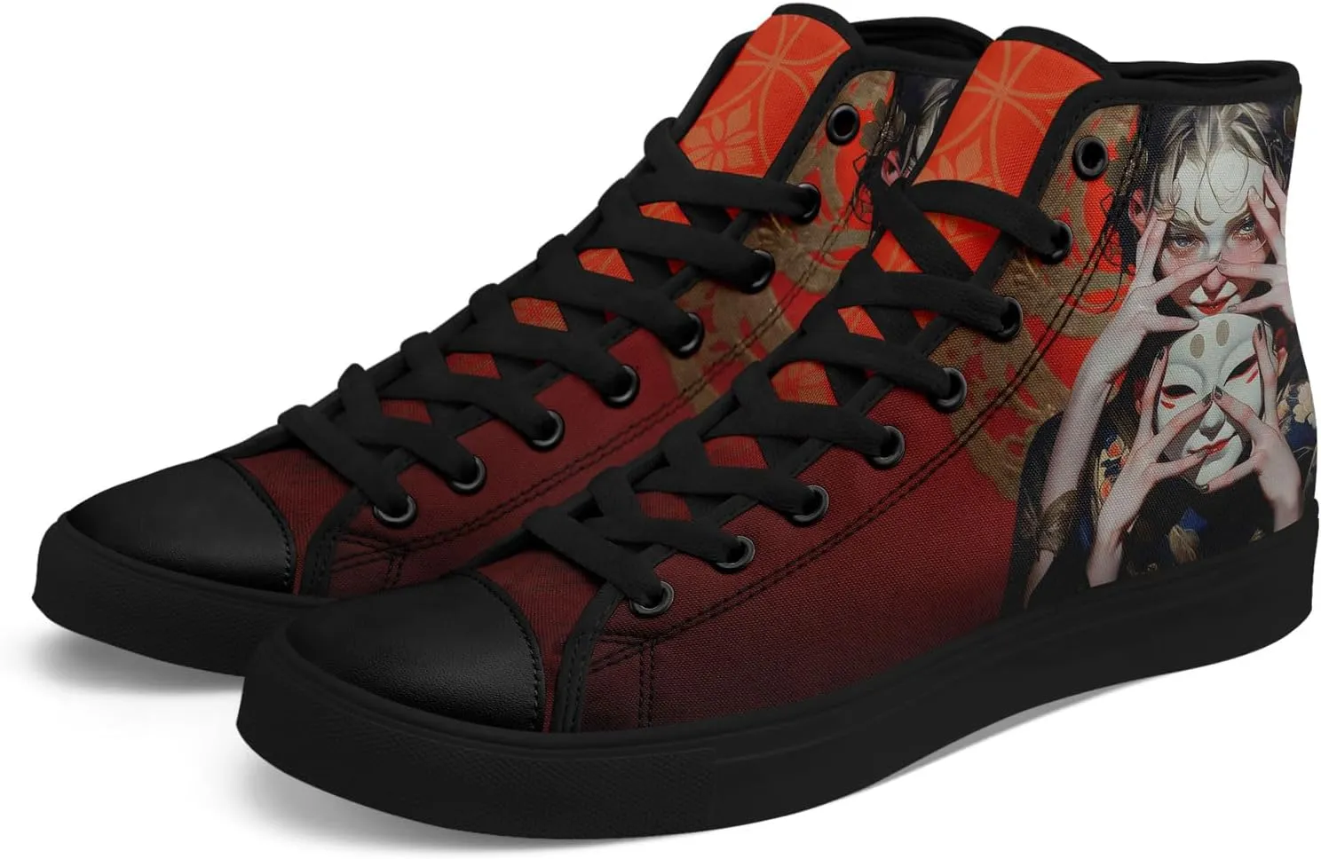 Skull High Top Canvas Sneakers Fashion Punk Rock Joker Print Shoes Casual Walking Shoes Streetwear