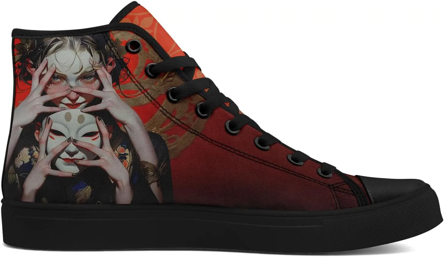 Skull High Top Canvas Sneakers Fashion Punk Rock Joker Print Shoes Casual Walking Shoes Streetwear