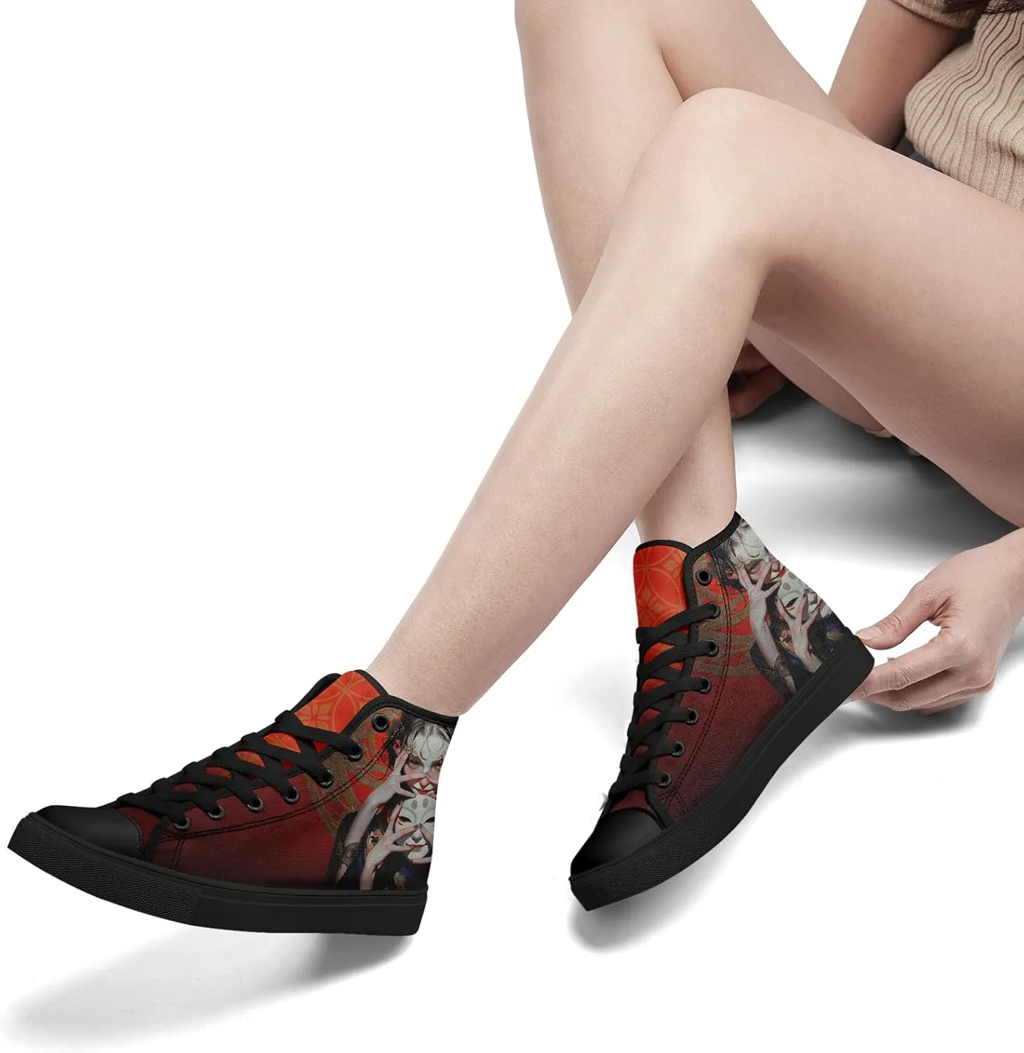 Skull High Top Canvas Sneakers Fashion Punk Rock Joker Print Shoes Casual Walking Shoes Streetwear