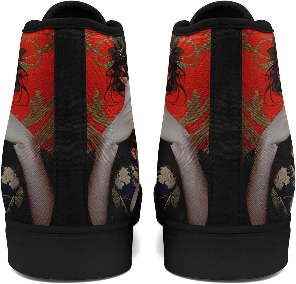 Skull High Top Canvas Sneakers Fashion Punk Rock Joker Print Shoes Casual Walking Shoes Streetwear