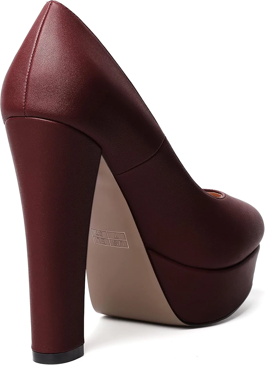 SKYSTERRY Womens Platform Dress Wedding Slip On Matte Round Toe Block High Heel Pumps Shoes 5 Inch