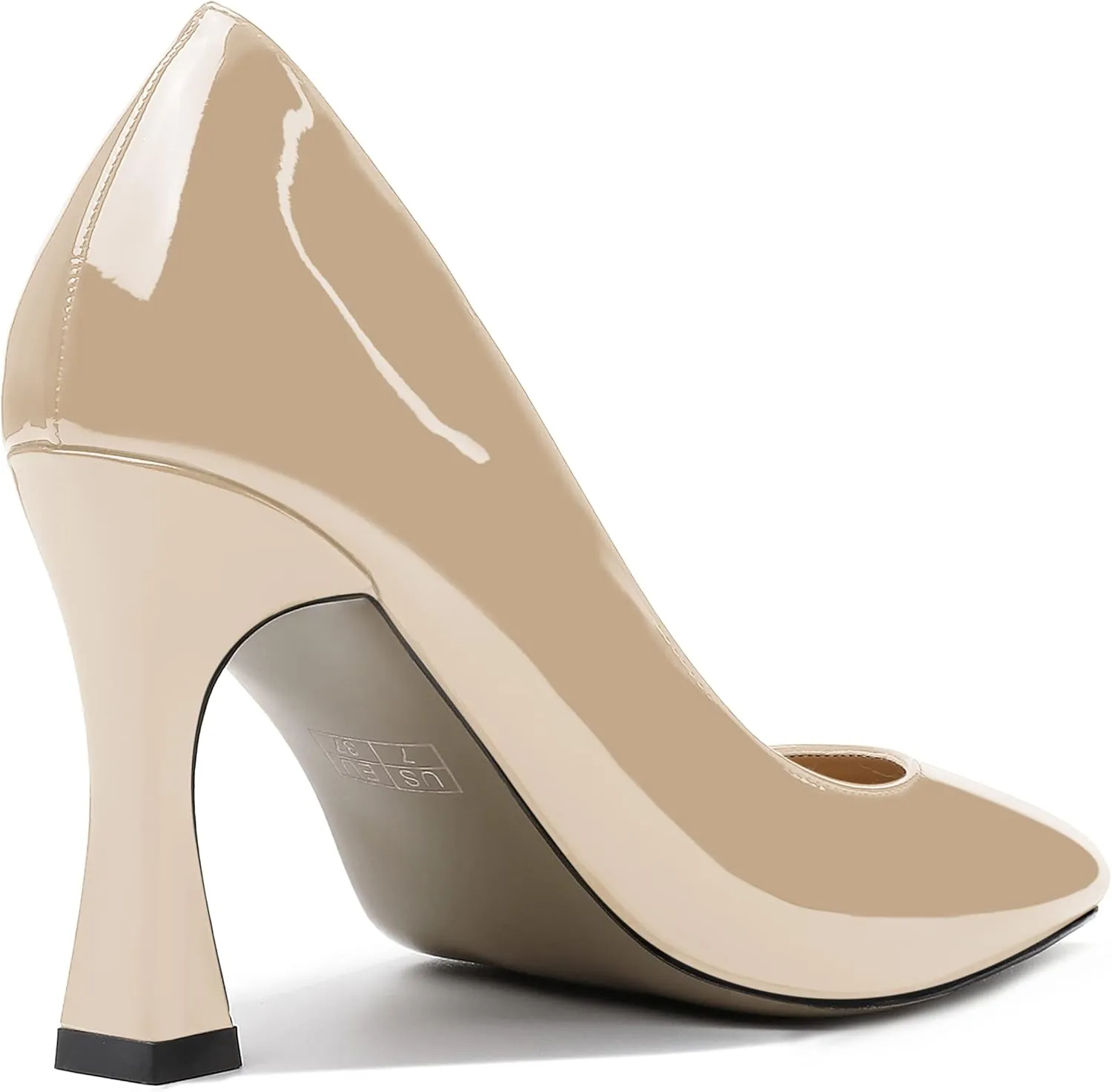 SKYSTERRY Women's Slip On Casual Patent Pointed Toe Office Spool High Heel Pumps Shoes 3.3 Inch