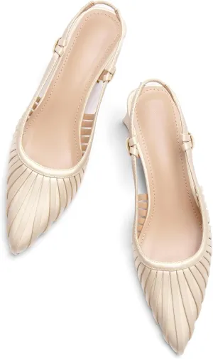 Slingback Pointed Closed Toe Heels Sandals for Women Low Chunky Block Heel Sling Back Pump Shoes Dressy Comfortable Office Wedding Shoes Heels