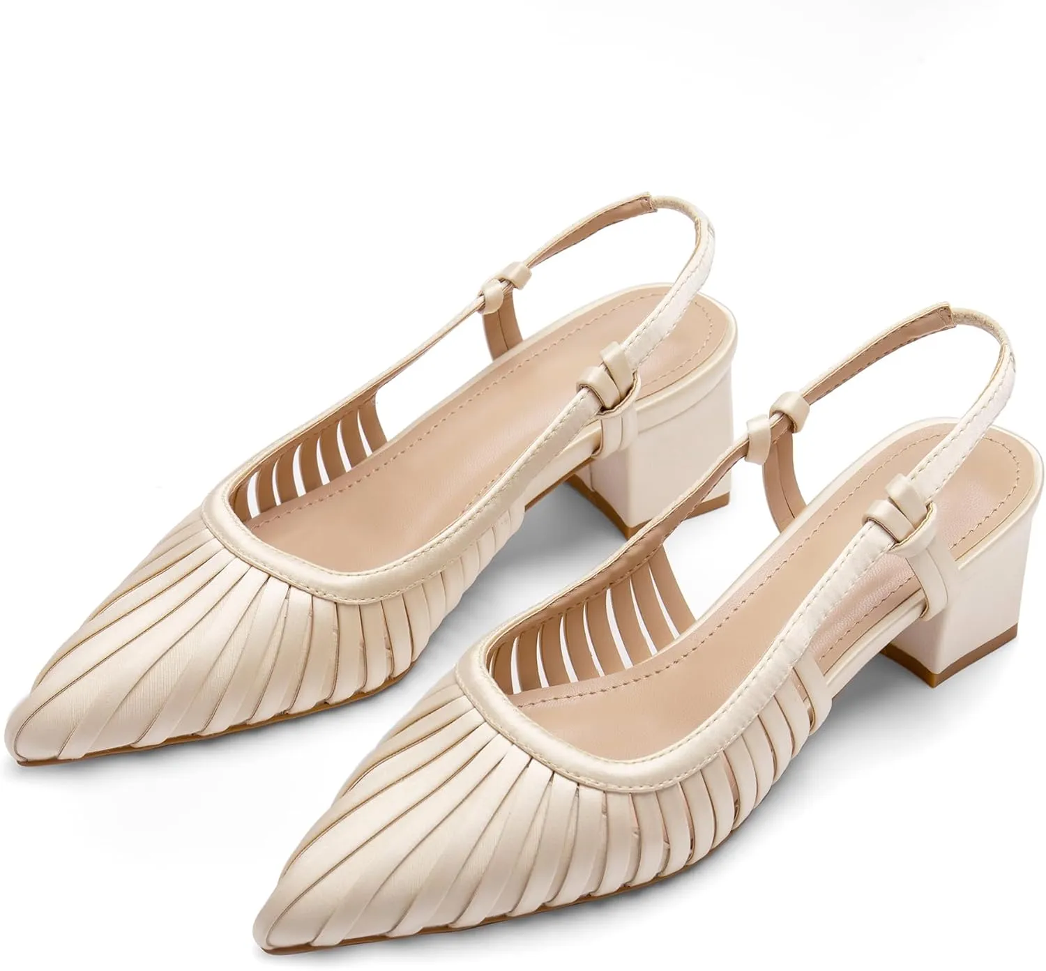 Slingback Pointed Closed Toe Heels Sandals for Women Low Chunky Block Heel Sling Back Pump Shoes Dressy Comfortable Office Wedding Shoes Heels