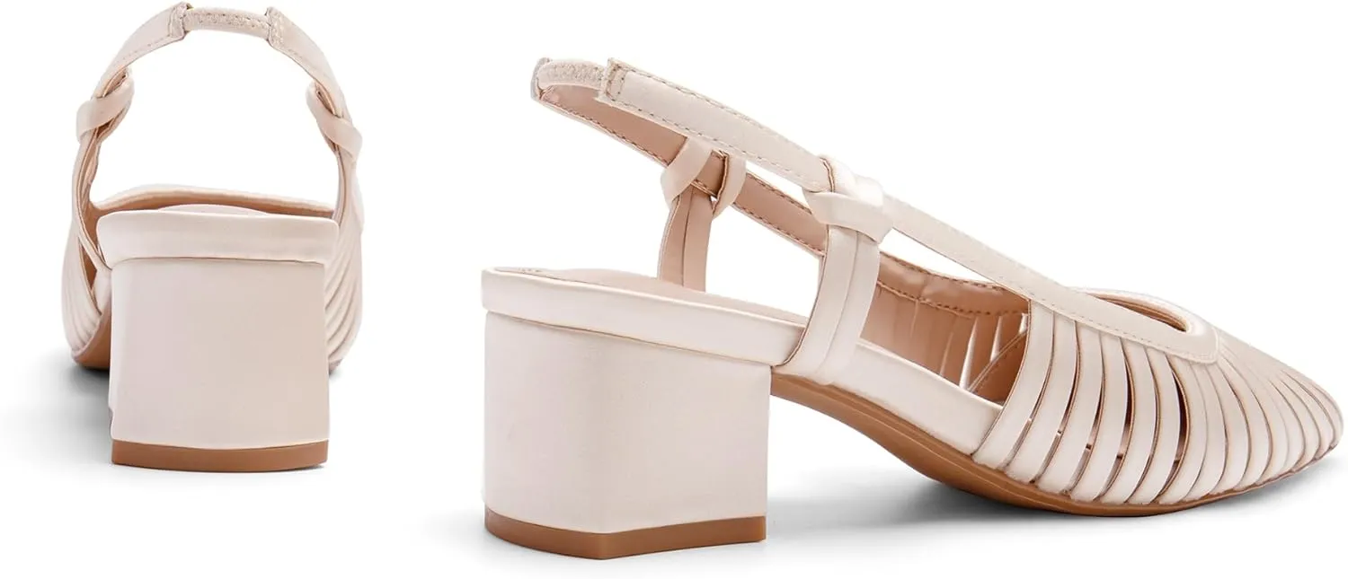 Slingback Pointed Closed Toe Heels Sandals for Women Low Chunky Block Heel Sling Back Pump Shoes Dressy Comfortable Office Wedding Shoes Heels