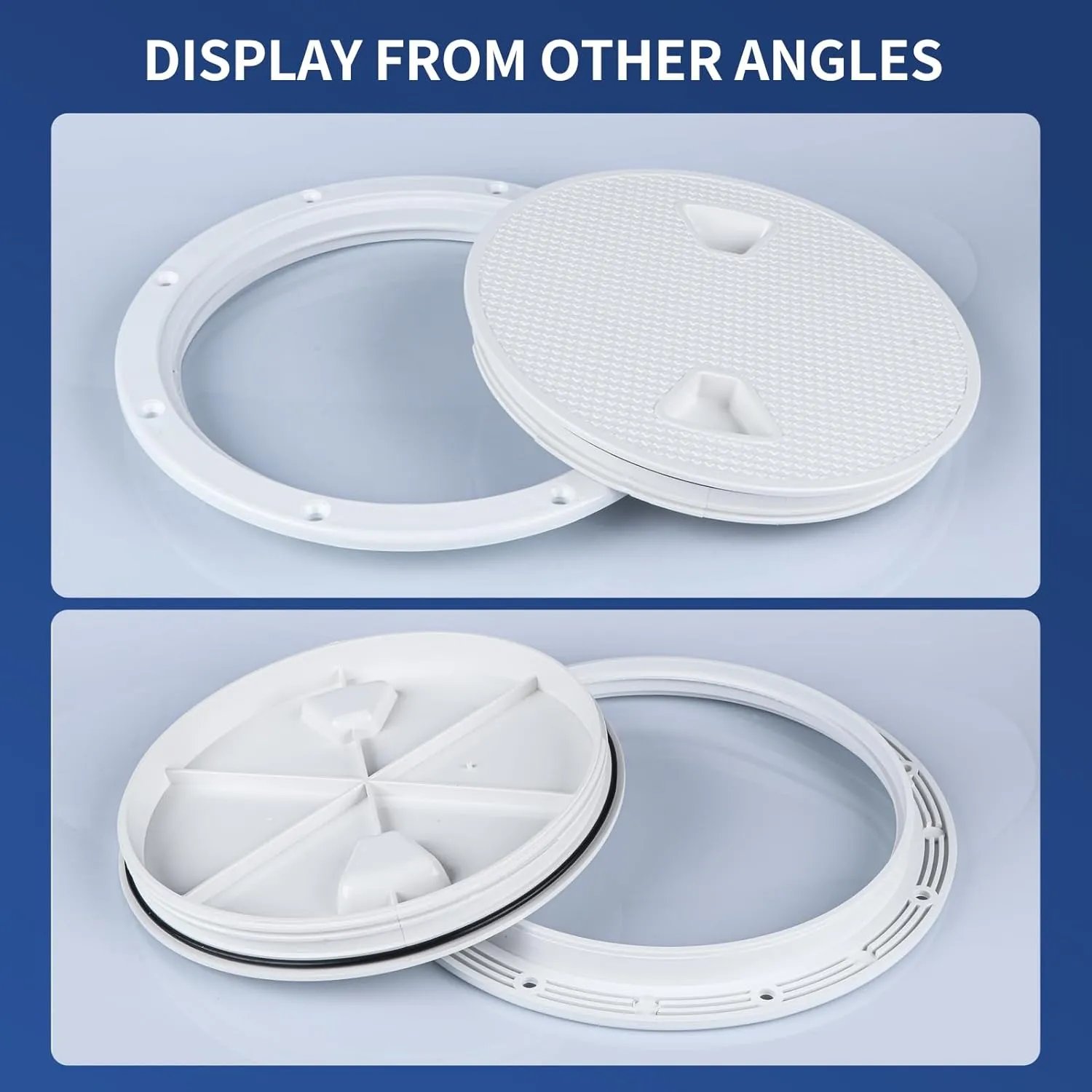 Smartmarine Boat Hatch White 4" 6" 8" Round Non Slip Inspection Hatch w/Detachable Cover for Marine Boat Yacht (8 inch)