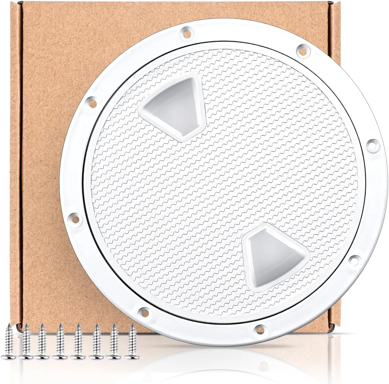 Smartmarine Boat Hatch White 4" 6" 8" Round Non Slip Inspection Hatch w/Detachable Cover for Marine Boat Yacht (8 inch)