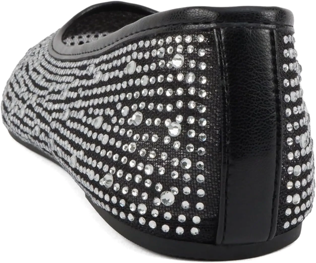 Soda Domina ~ Women Round Toe Rhinestone Mesh Ballet Flat