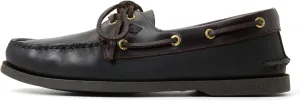 Sperry Men's Authentic Original 2-Eye Boat Shoe, Black/Amaretto, 12 Wide