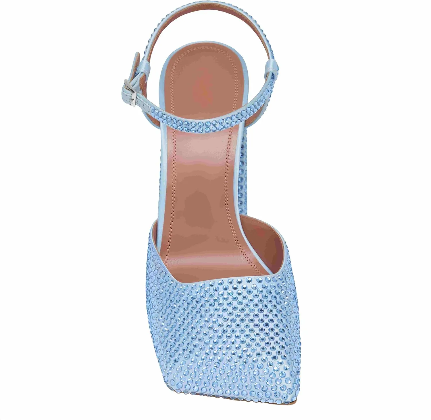 Square Closed Toe Satin Pumps Shoes for Women,Chunky High Heel Adjustable Buckle Block with Ankle Strap Heel Sandals Slip On Mary Janes Pumps Fashion Dress Office Evening Party Bride Wedding Shoes