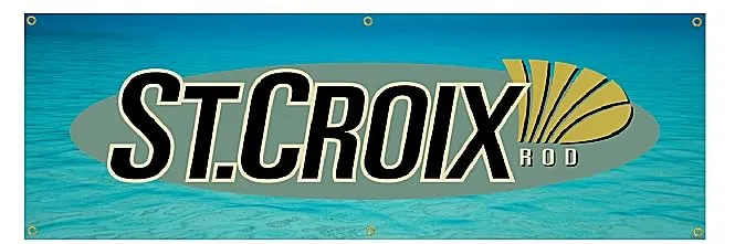 ST. CROIX RODS FISHING BANNER BASS BOAT MAN CAVE DECAL STICKER GRAPHIC (Color: Water Background, Size: 6 Foot)