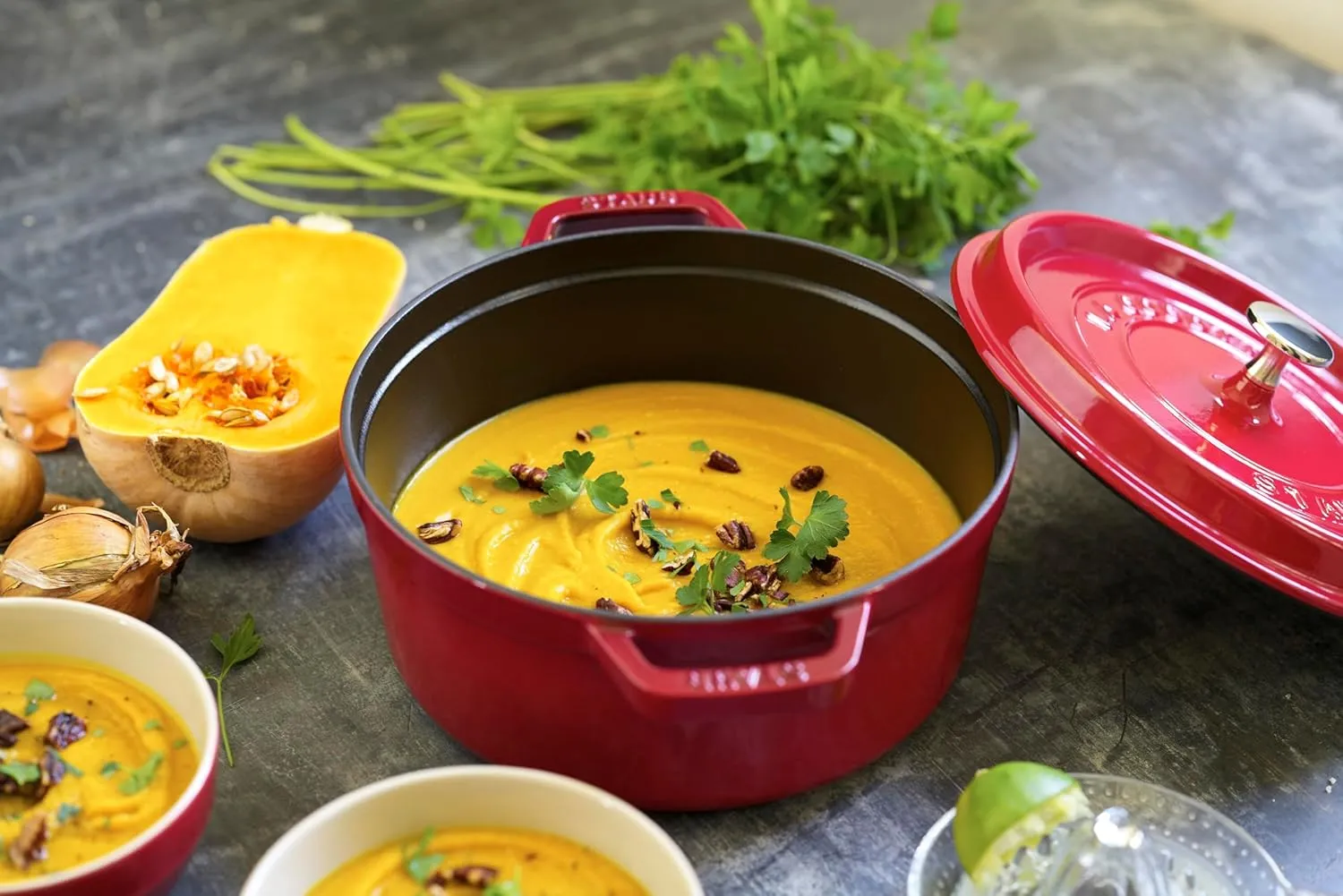 Staub 4 Qt. Round Cocotte-cherry Red