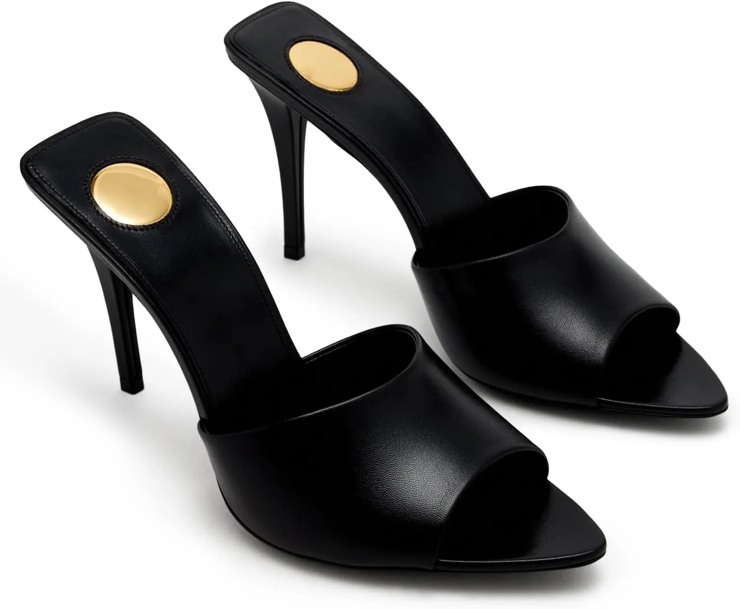 Stiletto High Heel Mules for Women Open Peep Pointed Toe Heeled Sandals Patent Leather Slip On Slingback Mule Dress Party Pumps